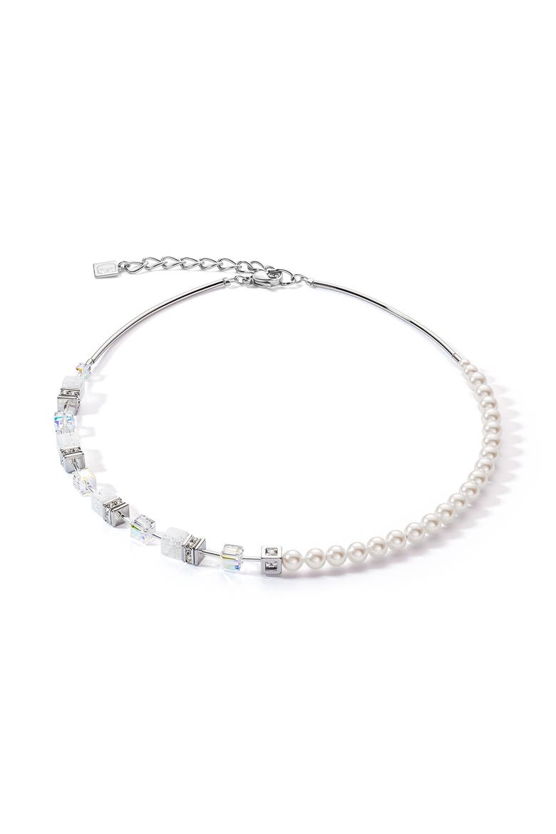 Geocube® Precious Fusion Pearls Necklace, Main, color, White