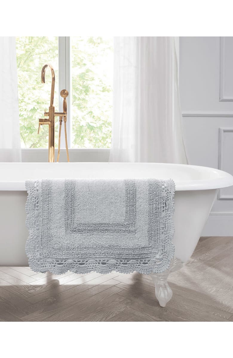 Laura Ashley Reversible Crochet Cotton 2-Piece Bath Mat Set, Alternate, color,