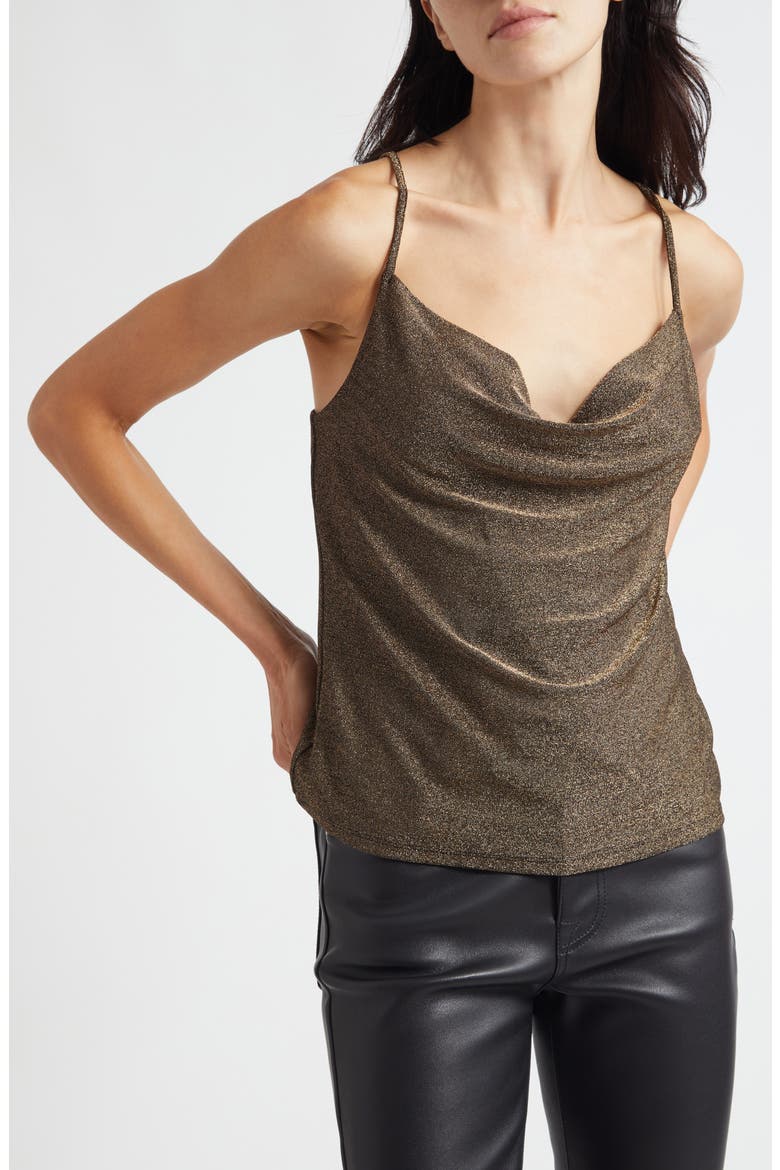 Carla Metallic Cowl Neck Camisole, Main, color, GOLD KNIT
