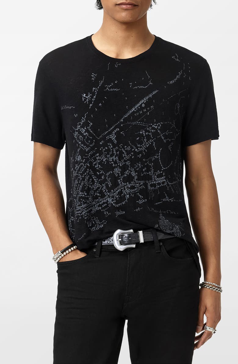 John Varvatos Embroidered Crewneck T-Shirt, Alternate, color, Black