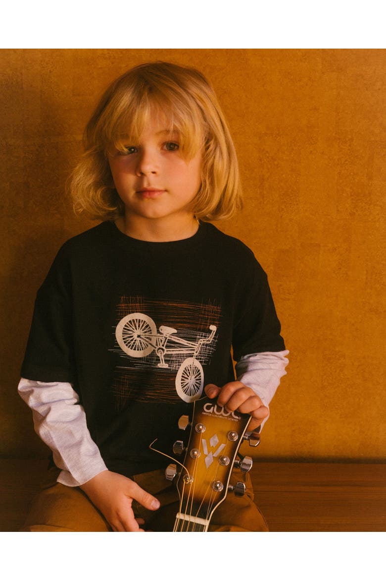 Boy's Layered Long Sleeve T-Shirt Black, Alternate, color, Light Grey Mix