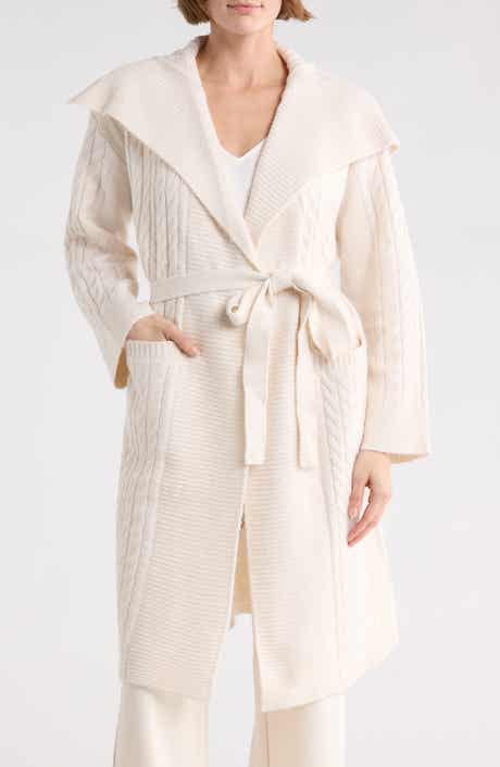 T Tahari Braided Cable Duster Cardigan