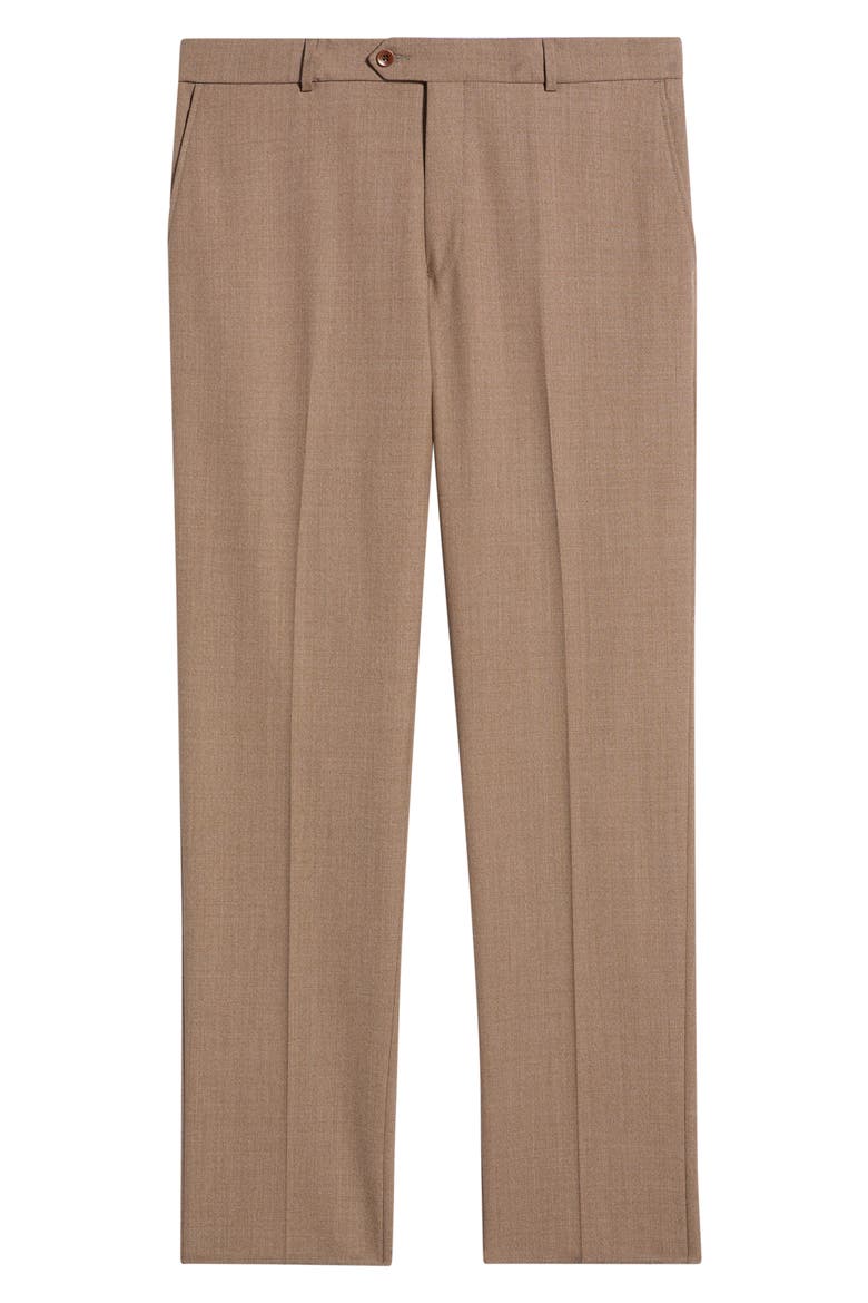 Lightweight Flat Front Mesh Weave Wool Dress Pants, Alternate, color, BROWN MIX
