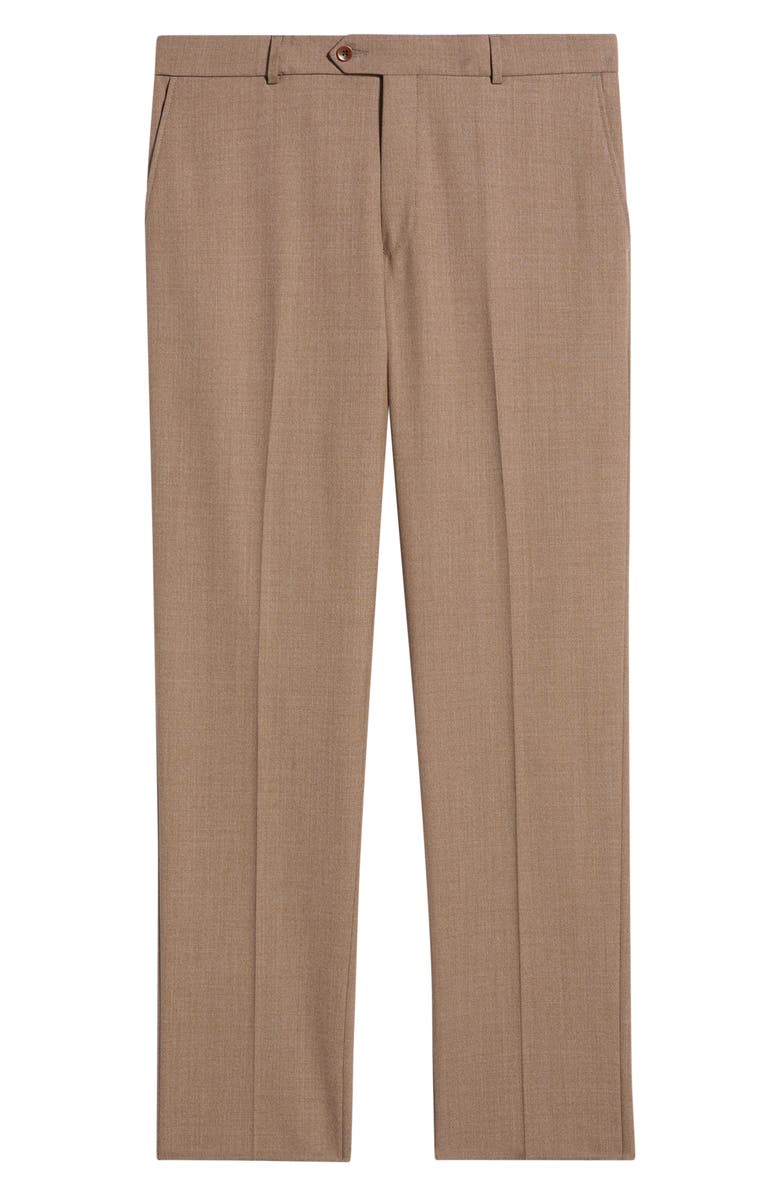 Berle Lightweight Flat Front Mesh Weave Wool Dress Pants, Main, color, Brown Mix