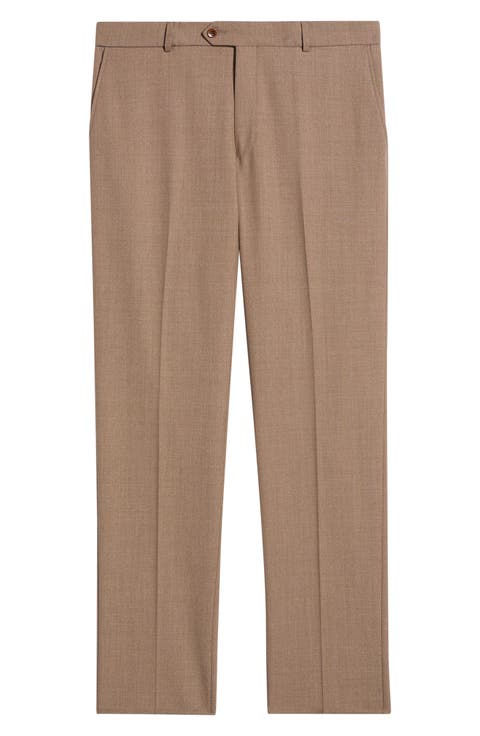 Lightweight Flat Front Mesh Weave Wool Dress Pants