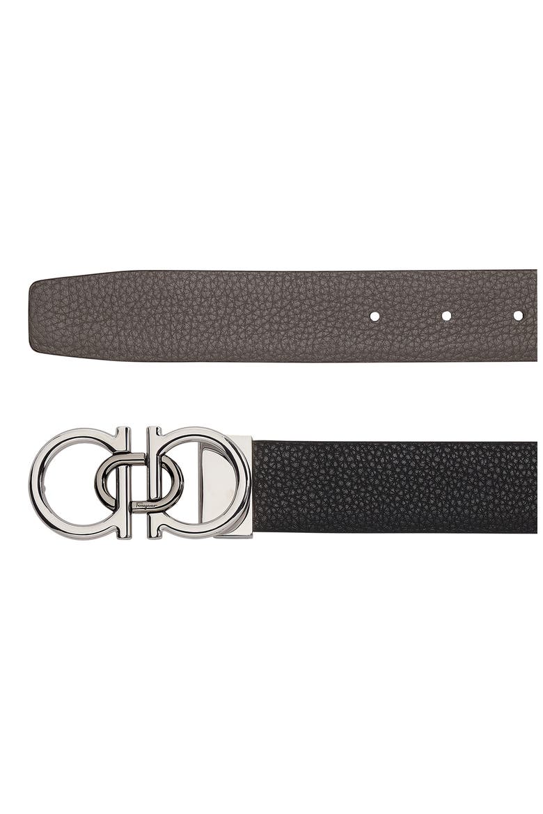 Salvatore Ferragamo Double Gancio Buckle Reversible Leather Belt, Alternate, color, NERO SPARROW