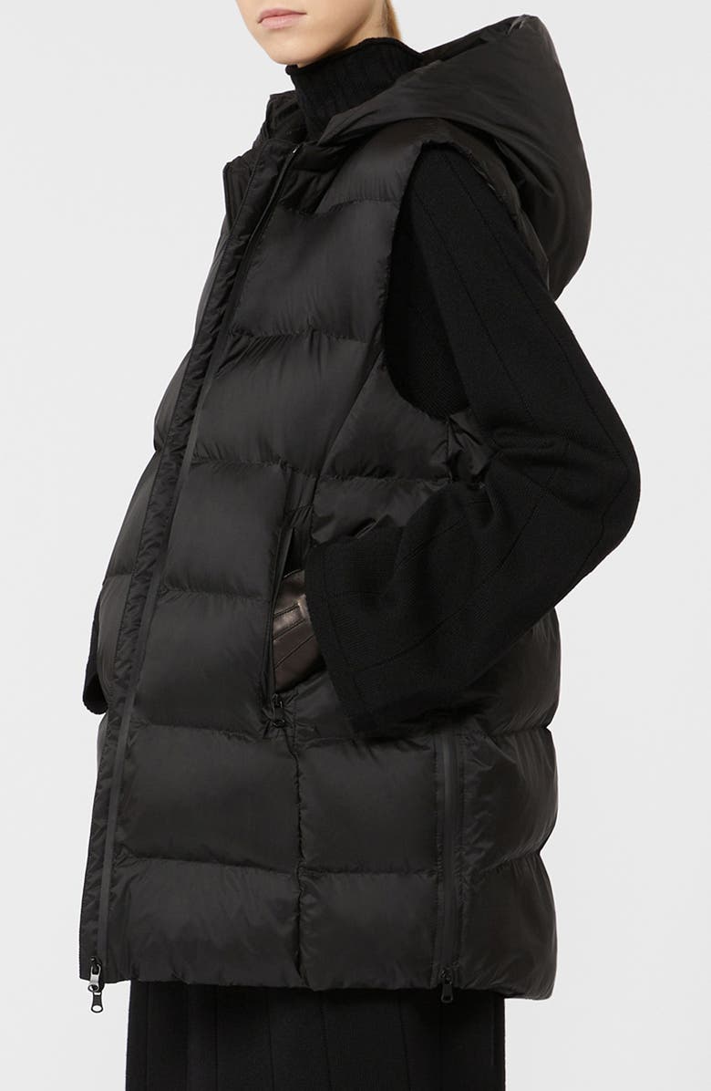 MM by Max Mara Lodola Hooded Quilted Vest, Alternate, color, Black
