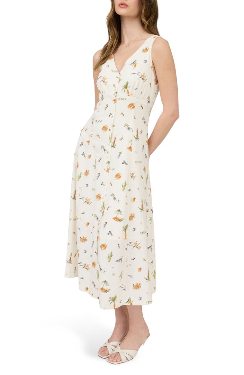 Blu Pepper Beach Print Midi Dress, Alternate, color, Cream Multi