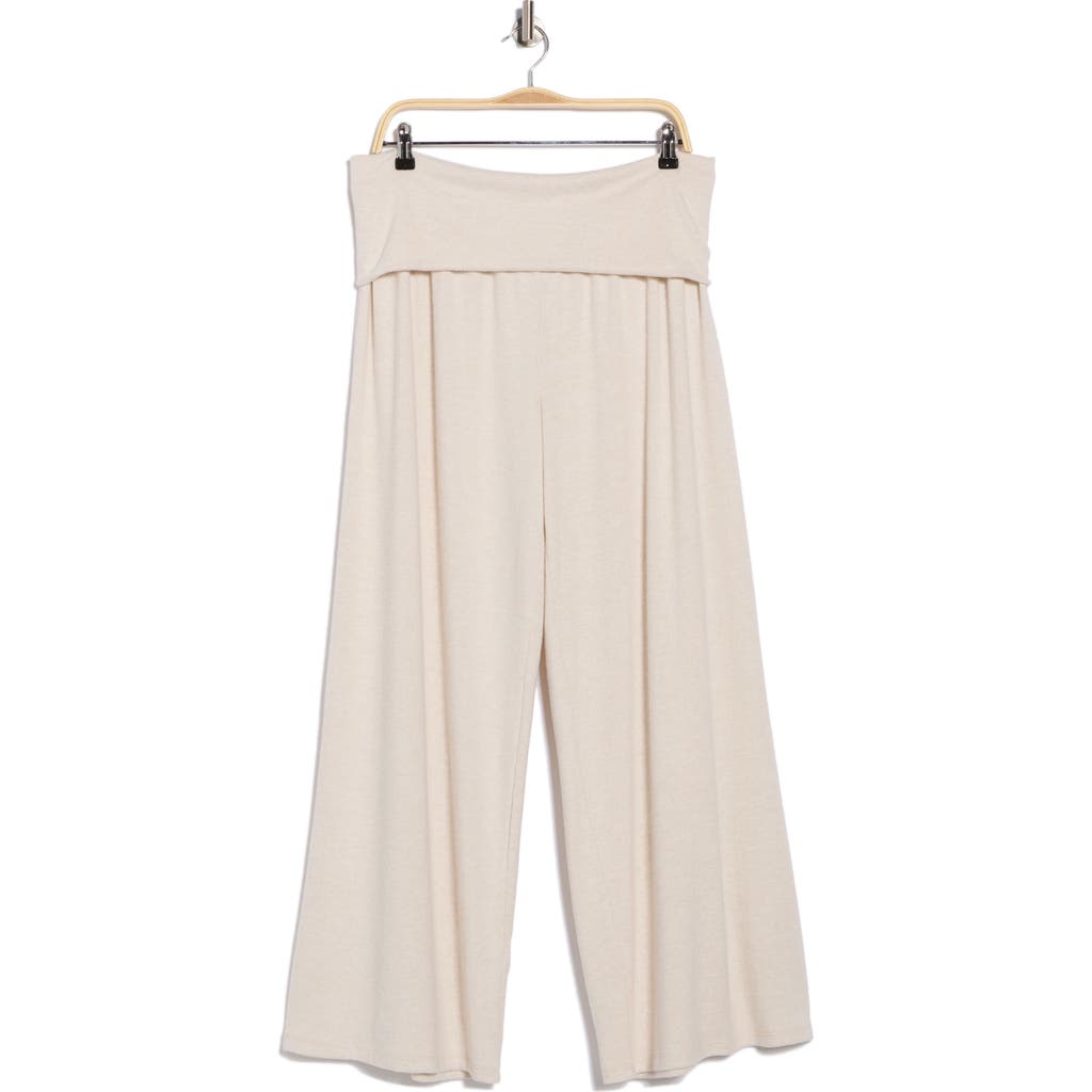 Renee C Foldover Knit Wide Leg Pants In Neutral