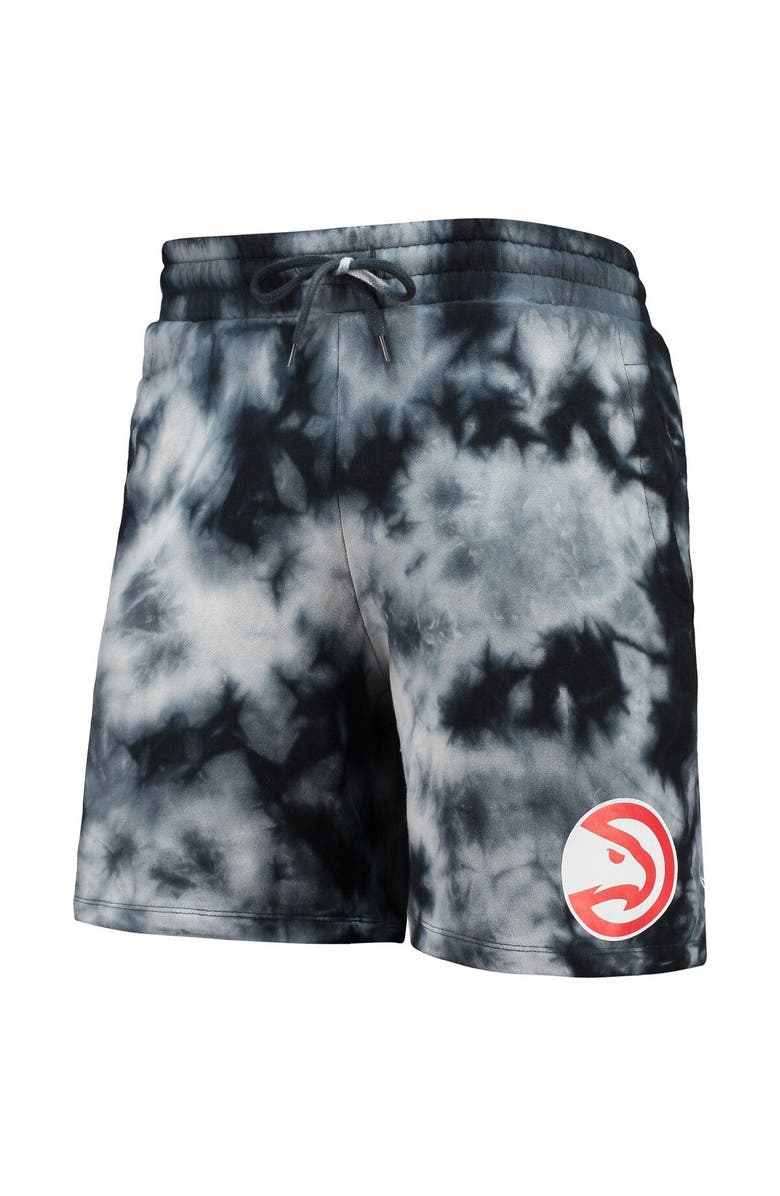 New Era Men's New Era Black Atlanta Hawks Fleece Tie-Dye Shorts, Alternate, color, Black