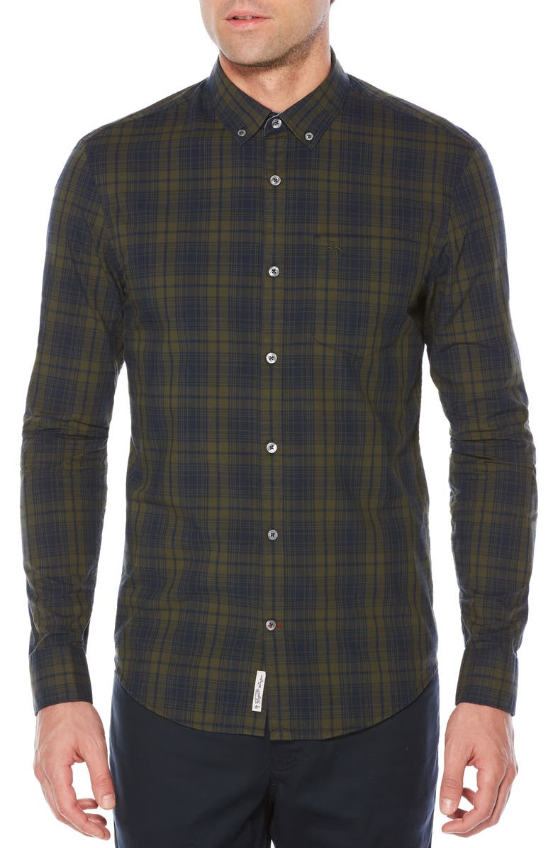 Original Penguin Heritage Slim Fit Plaid Shirt, Main, color, 