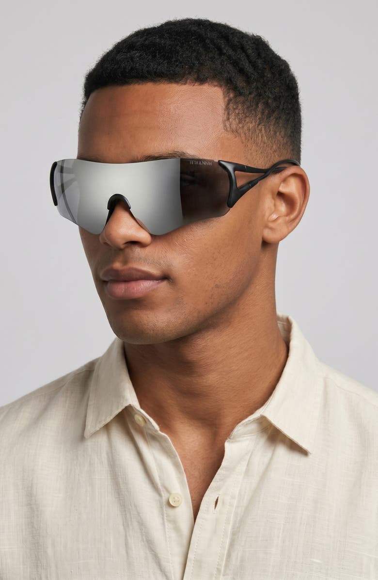Fifth & Ninth Aero 73mm Oversize Shield Sunglasses, Alternate, color, 
