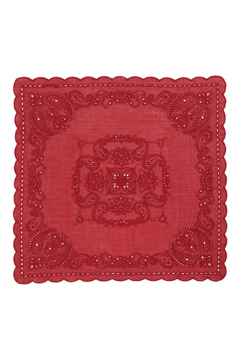 Embroidered Floral Eyelet Organic Cotton Bandana, Alternate, color, BANDANA EYELET CHILLI PEPPER