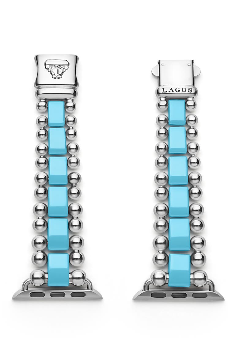 Smart Blue Caviar Ceramic & Stainless Steel 20mm Apple Watch® Watchband, Main, color, BLUE CERAMIC