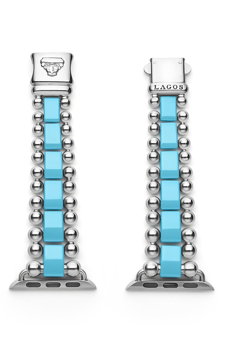 LAGOS Smart Blue Caviar Ceramic & Stainless Steel 20mm Apple Watch<sup>®</sup> Watchband, Main, color, 