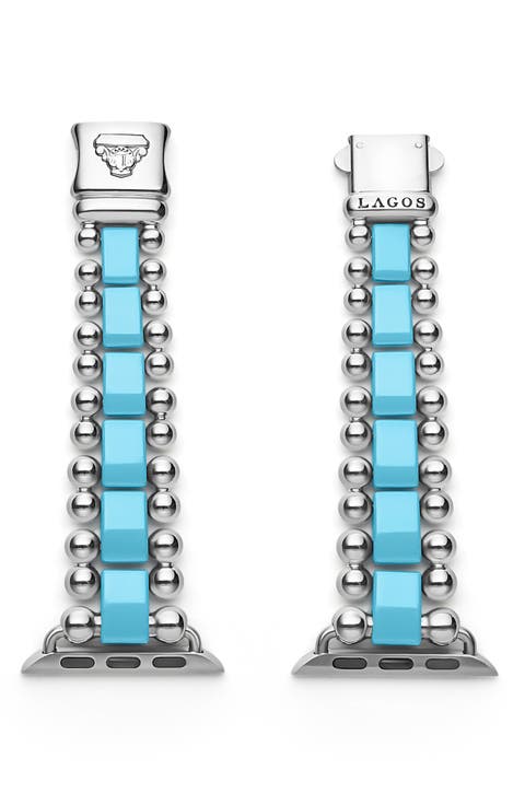Smart Blue Caviar Ceramic & Stainless Steel 20mm Apple Watch® Watchband