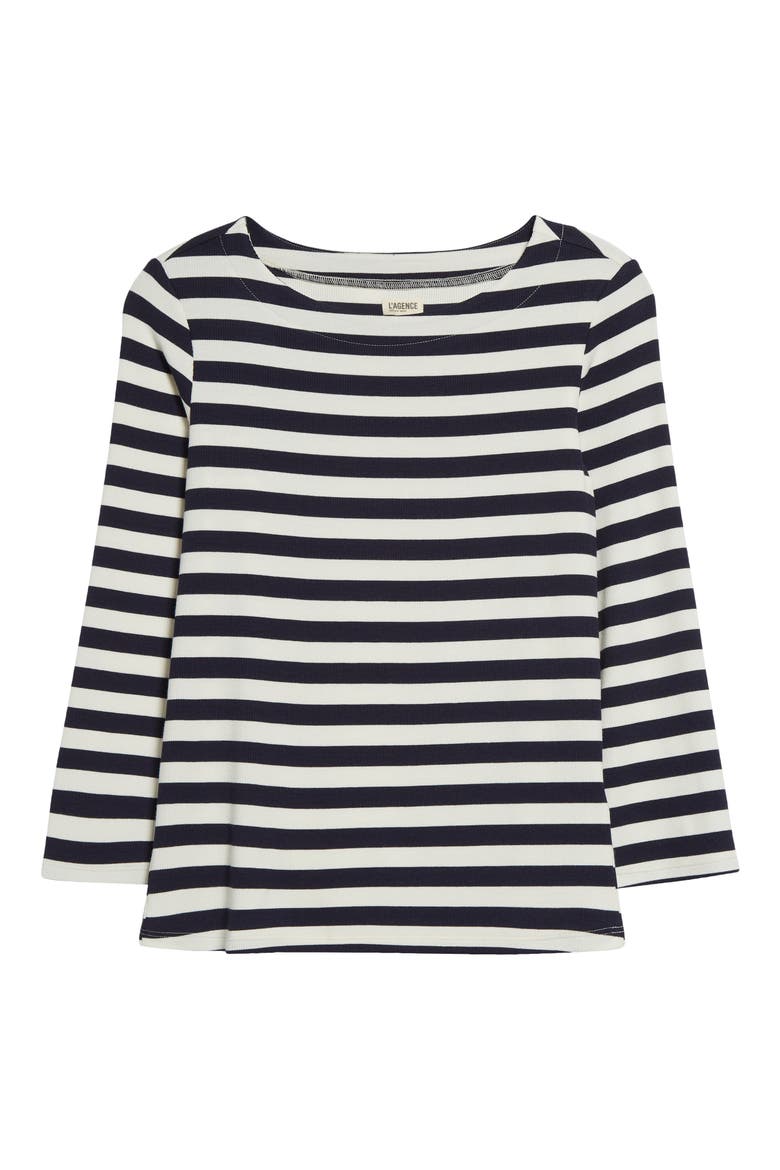 Lucille Stripe Rib Top, Alternate, color, NAVY/ WHITE STRIPE