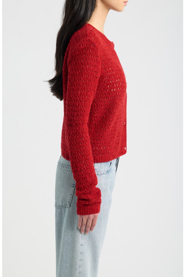 The Chenille Open Stitch Cardigan, Alternate, color, LIPSTICK