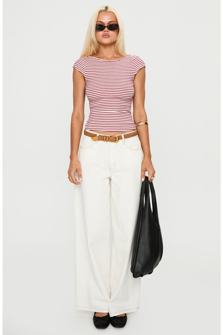 Drives Me Crazy Backless Top, Alternate, color, RED STRIPE