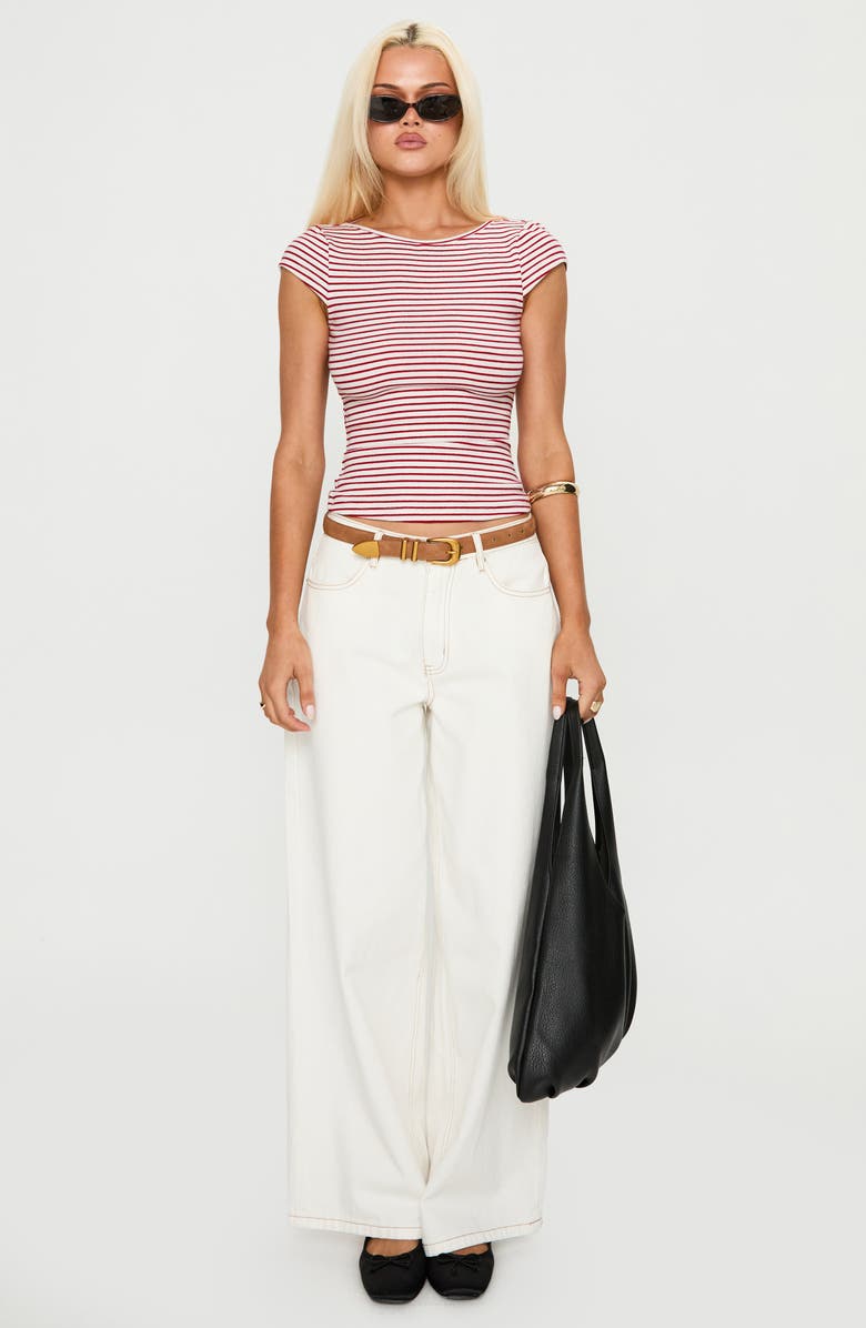 Princess Polly Drives Me Crazy Backless Top, Alternate, color, Red Stripe