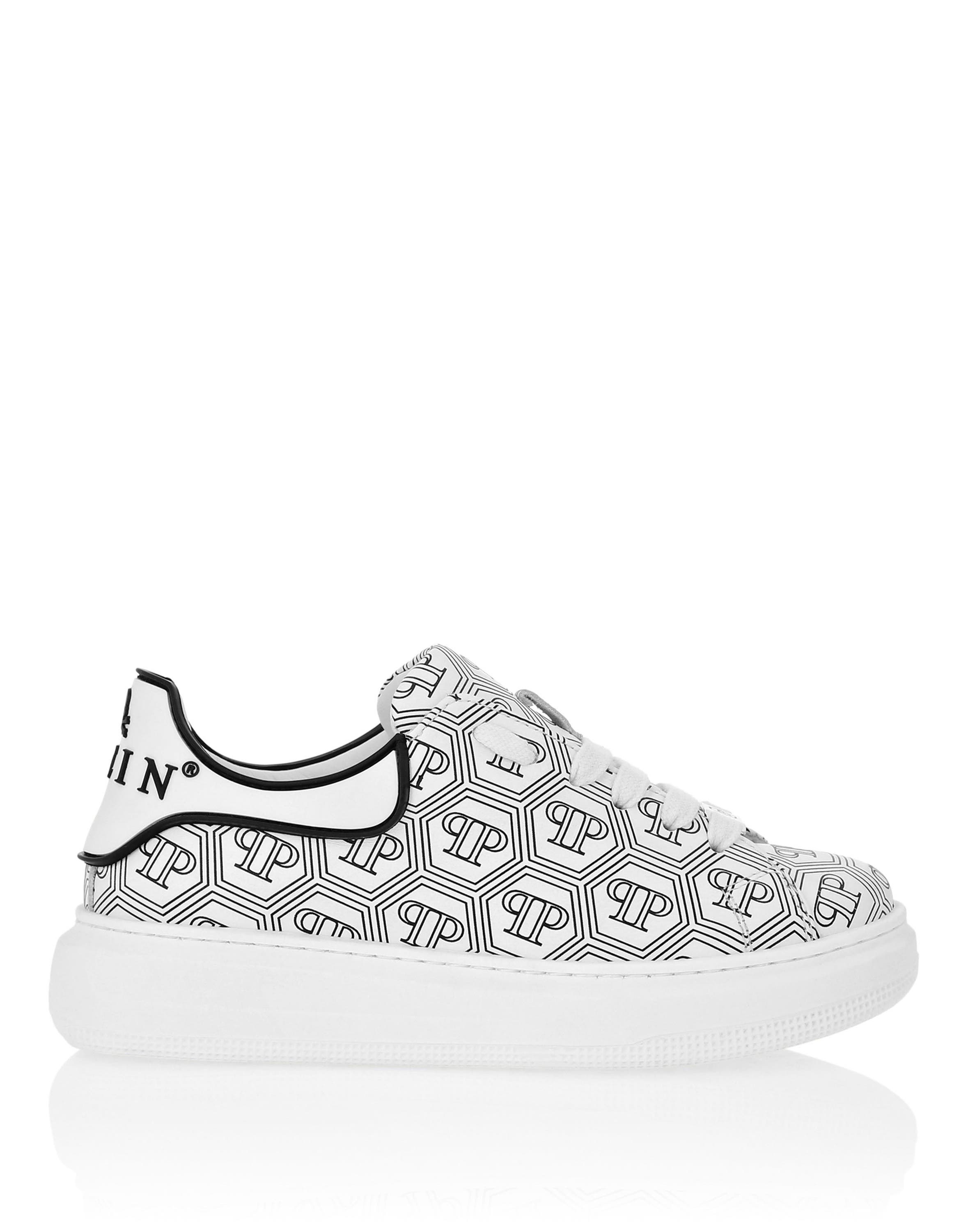 Leather Lo-Top Sneakers Monogram Boy, Alternate, color, white/black