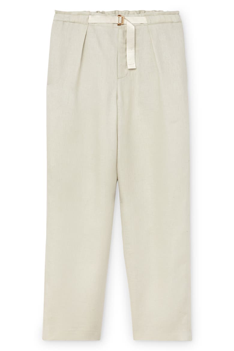 Belted Linen Twill Pants, Alternate, color, ICE