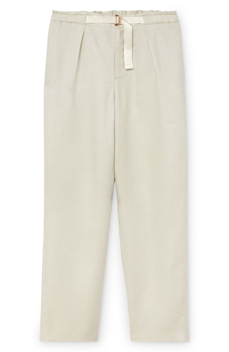 Agnona Belted Linen Twill Pants, Alternate, color, 