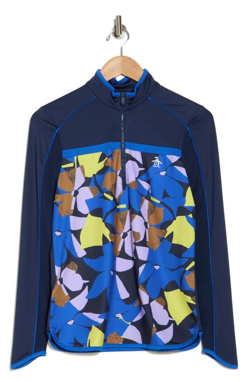 Original Penguin Abstract Half-zip Jacket In Black Iris