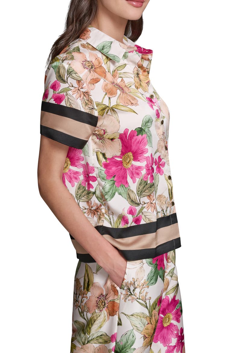 Floral Short Sleeve Button-Up Shirt, Alternate, color, BISQUE/ LIGHT BLUSH COMBO