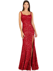 LARA New York Sweetheart Neckline, Beaded Gown with Slit