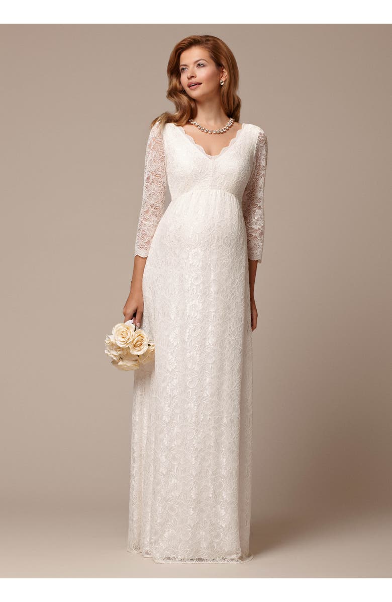 Tiffany Rose Maternity Chloe Lace Maternity Wedding Gown, Alternate, color, Ivory