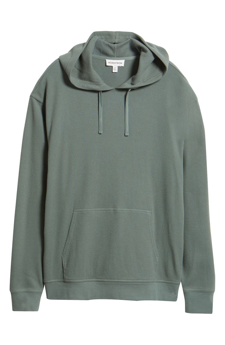 Nordstrom Cotton Blend Thermal Hoodie, Alternate, color, Green Balsam