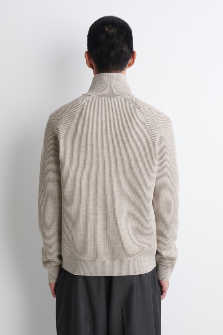 Ribbed Wool Half-Zip Sweater, Alternate, color, BEIGE