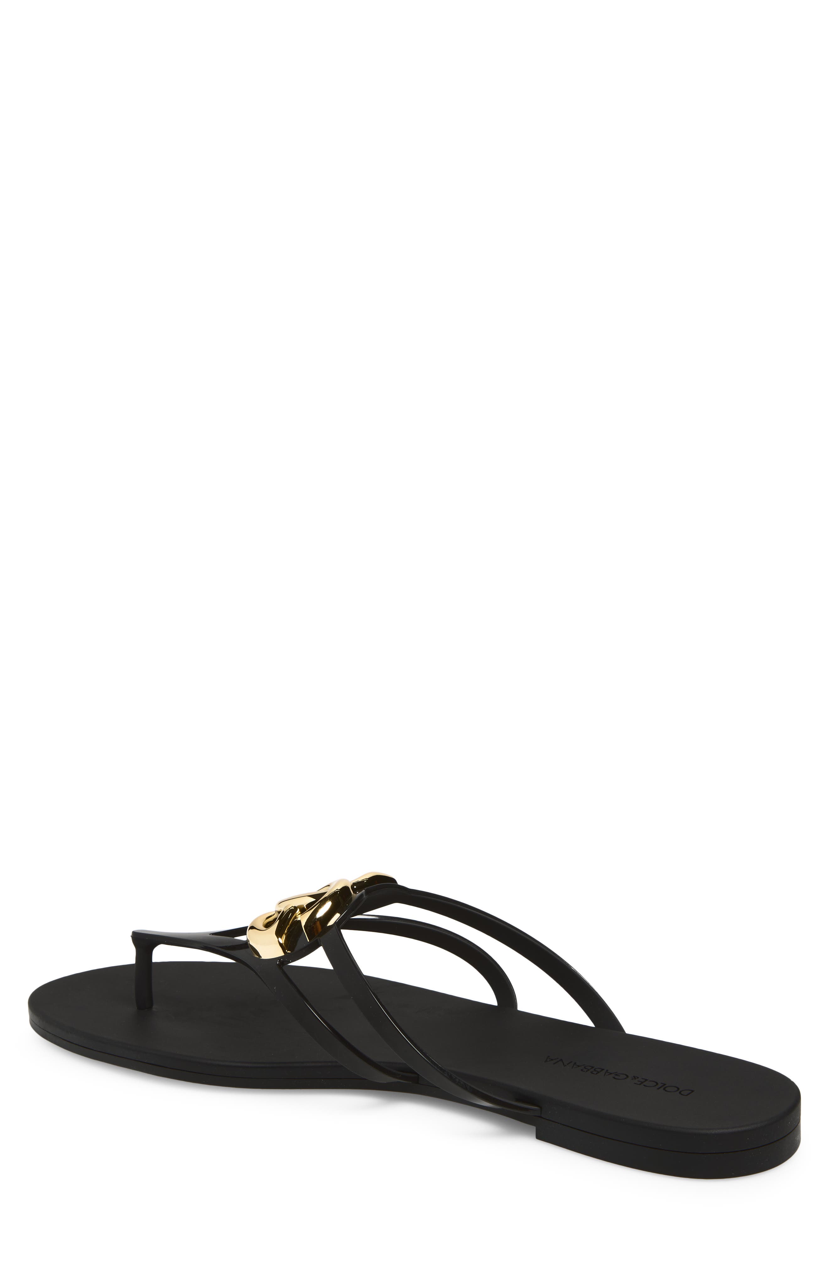Dolce&Gabbana Logo Flip Flop, Alternate, color, Nero/ Oro
