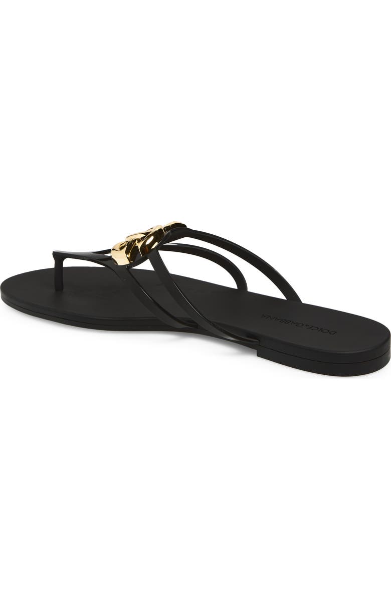 Dolce&Gabbana Logo Flip Flop, Alternate, color, Nero/ Oro