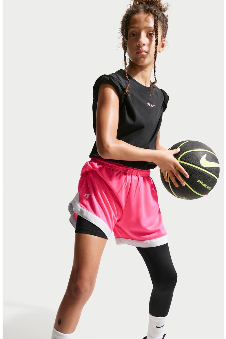 Kids' A'ja Wilson Dri-FIT Leggings, Main, color, BLACK/ WHITE
