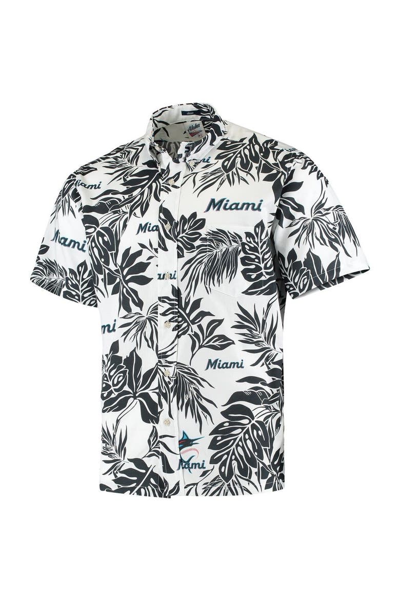 Men's Reyn Spooner White Miami Marlins Aloha Button-Down Shirt, Alternate, color, White