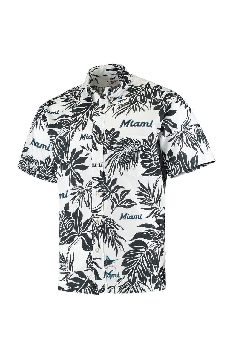 Reyn Spooner Men's Reyn Spooner White Miami Marlins Aloha Button-Down Shirt, Alternate, color, White