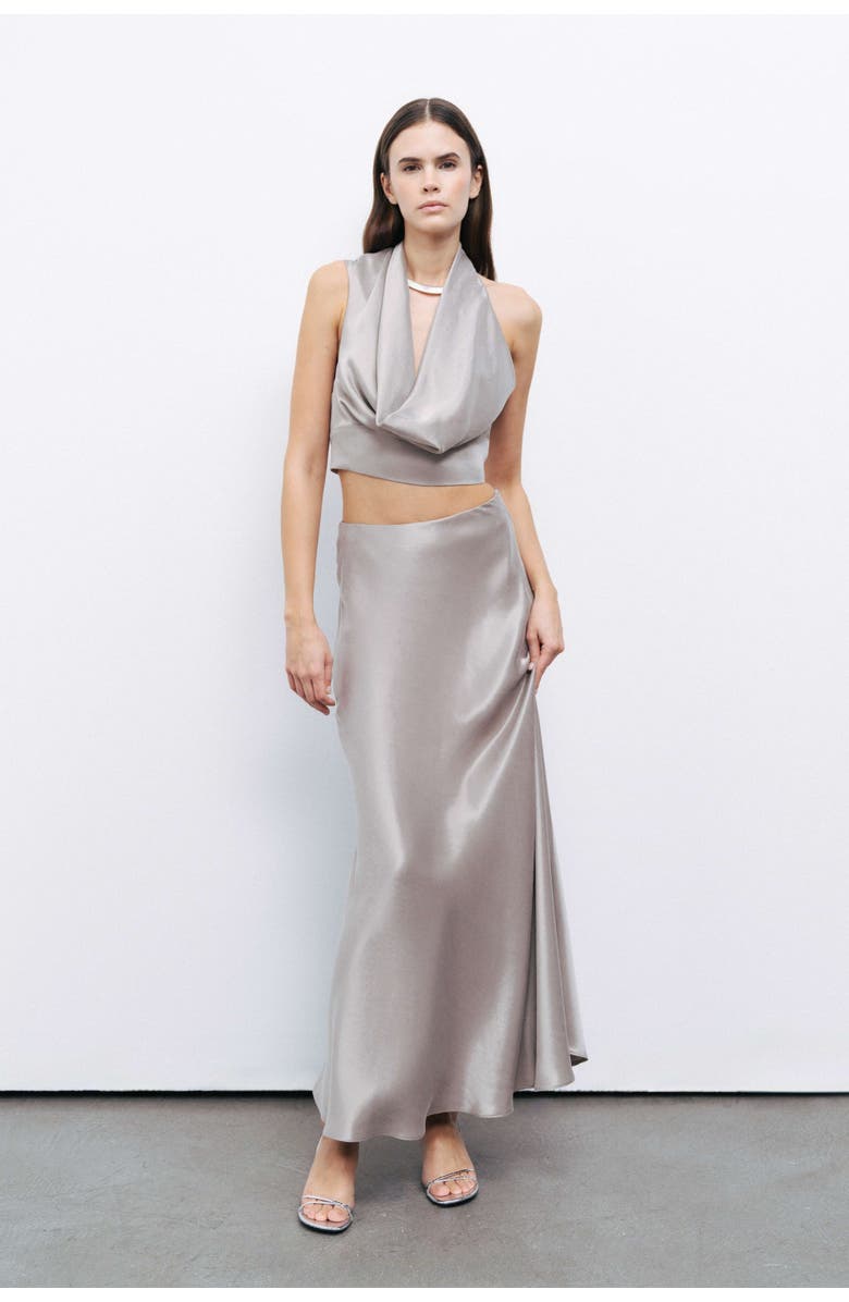 Nocturne Satin Look Midi Skirt, Main, color,