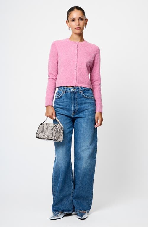 French Connection Tinsel Metallic Fuzzy Cardigan In Pink