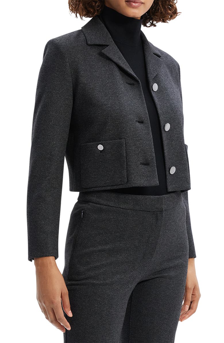Theory Boxy Crop Jacket, Alternate, color, Charcoal Melange
