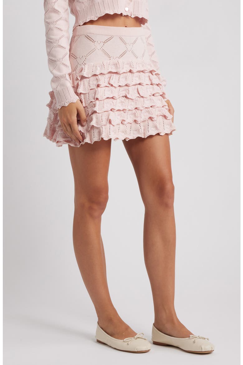 Kalliope Pointelle Ruffle Miniskirt, Alternate, color, VELOUR PINK