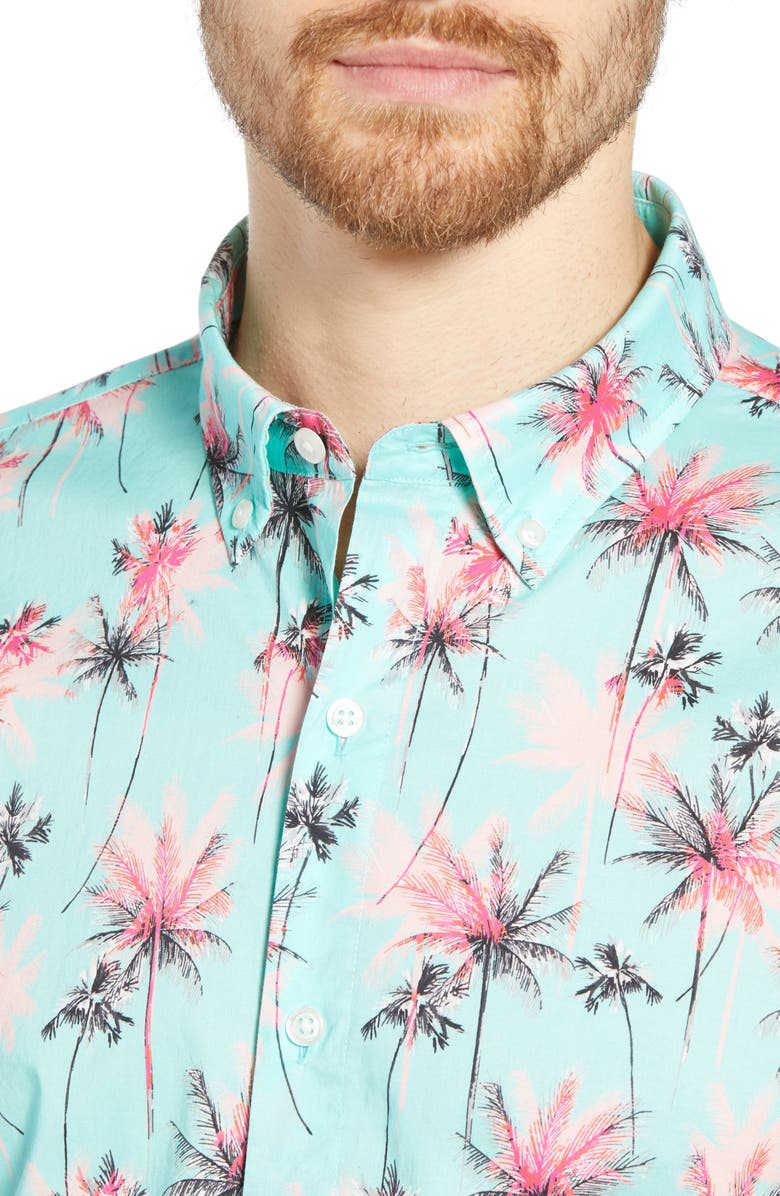 Bonobos Riviera Slim Fit Palm Print Shirt, Alternate, color, 