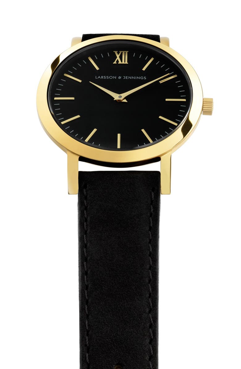 LARSSON & JENNINGS 'Lugano' Leather Strap Watch, 33mm, Alternate, color, 