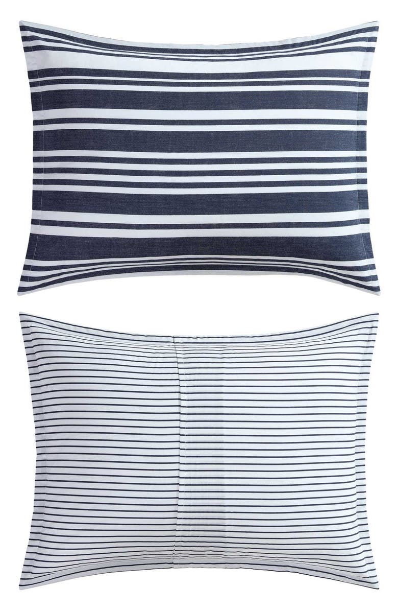 Nautica Coastline Stripe Cotton Comforter Set, Alternate, color, Dark Blue