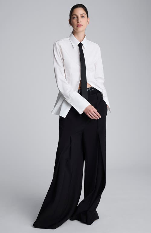 Kenneth Cole Boyfriend Poplin Button-up Shirt With Tie In White