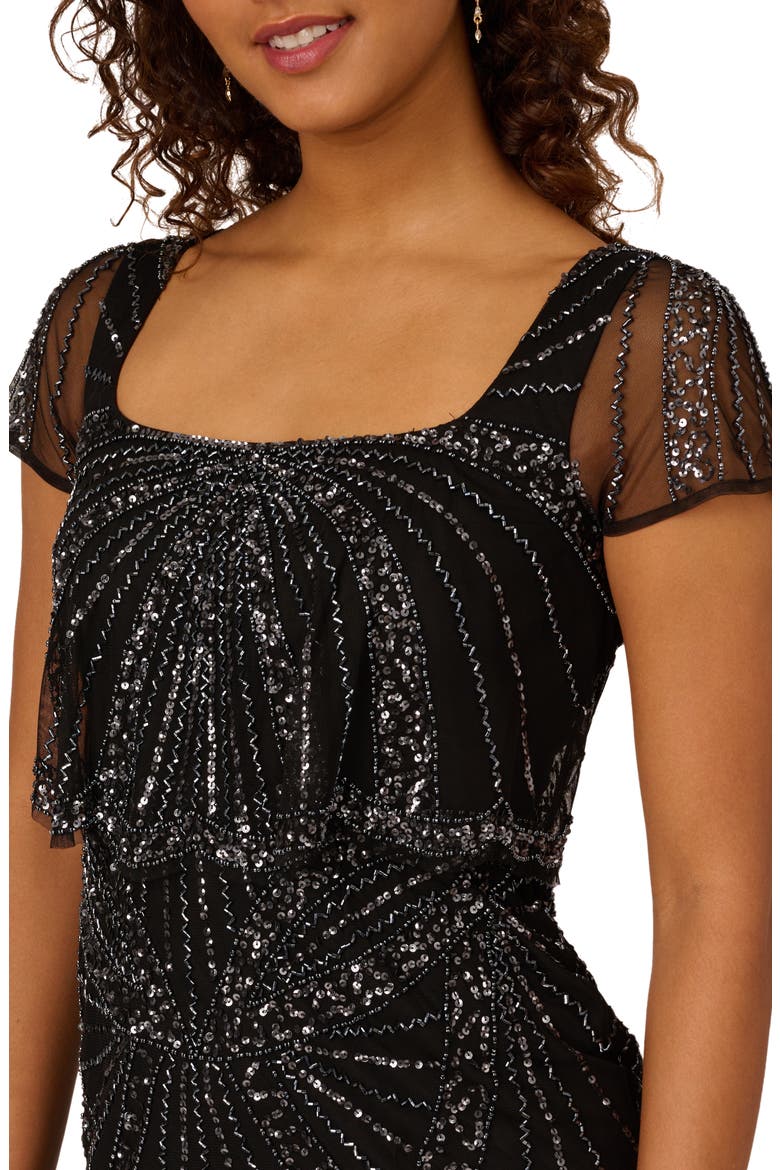 Bead Embellished Popover Dress, Alternate, color, BLACK/ GUNMETAL