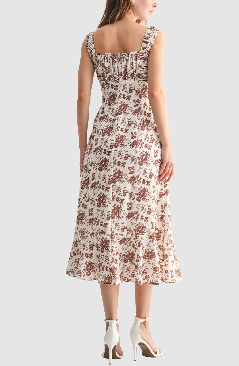 Lush Cinch Strap Midi Slipdress, Alternate, color, Cream Brown Floral