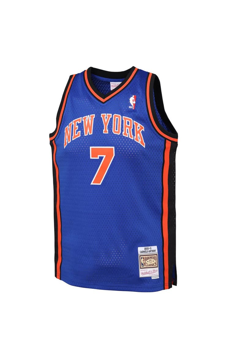 Youth Mitchell & Ness Carmelo Anthony Blue New York Knicks 2010/11 Hardwood Classics Swingman Jersey, Alternate, color, Blue