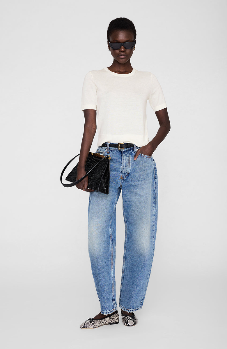 ANINE BING Mora Crop Sweater, Main, color, Ivory